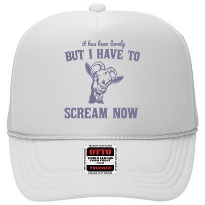 Goat But I Have To Scream Now Retro 90s High Crown Mesh Back Trucker Hat