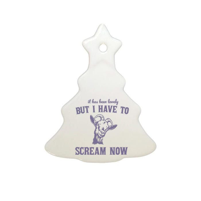 Goat But I Have To Scream Now Retro 90s Ceramic Tree Ornament