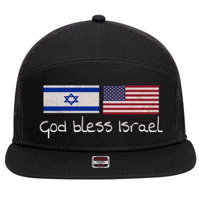 God Bless Israel 7 Panel Mesh Trucker Snapback Hat