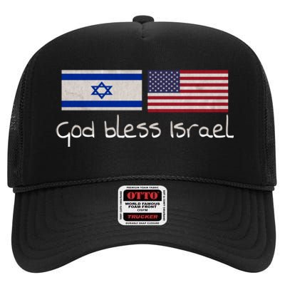 God Bless Israel High Crown Mesh Back Trucker Hat