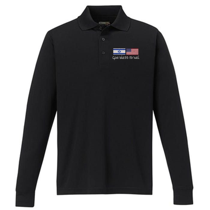 God Bless Israel Performance Long Sleeve Polo