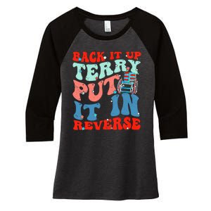 Groovy Back It Up Terry Put It In Reverse 4th Of July Funny Women's Tri-Blend 3/4-Sleeve Raglan Shirt