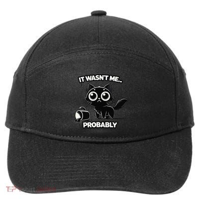 Guilty But Innocent Funny Black Cat Meme .Png 7-Panel Snapback Hat
