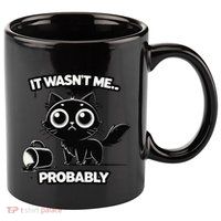 Guilty But Innocent Funny Black Cat Meme .Png 11oz C Handle Ceramic Mug