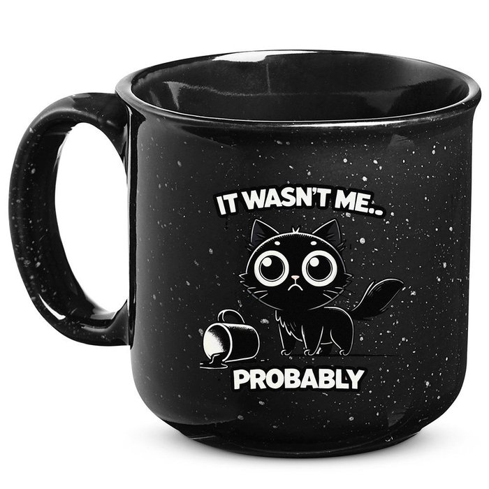 Guilty But Innocent Funny Black Cat Meme .Png 15oz Campfire Ceramic Mug
