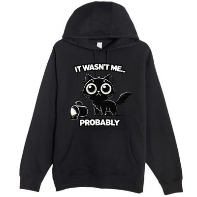 Guilty But Innocent Funny Black Cat Meme .Png Premium Pullover Hoodie