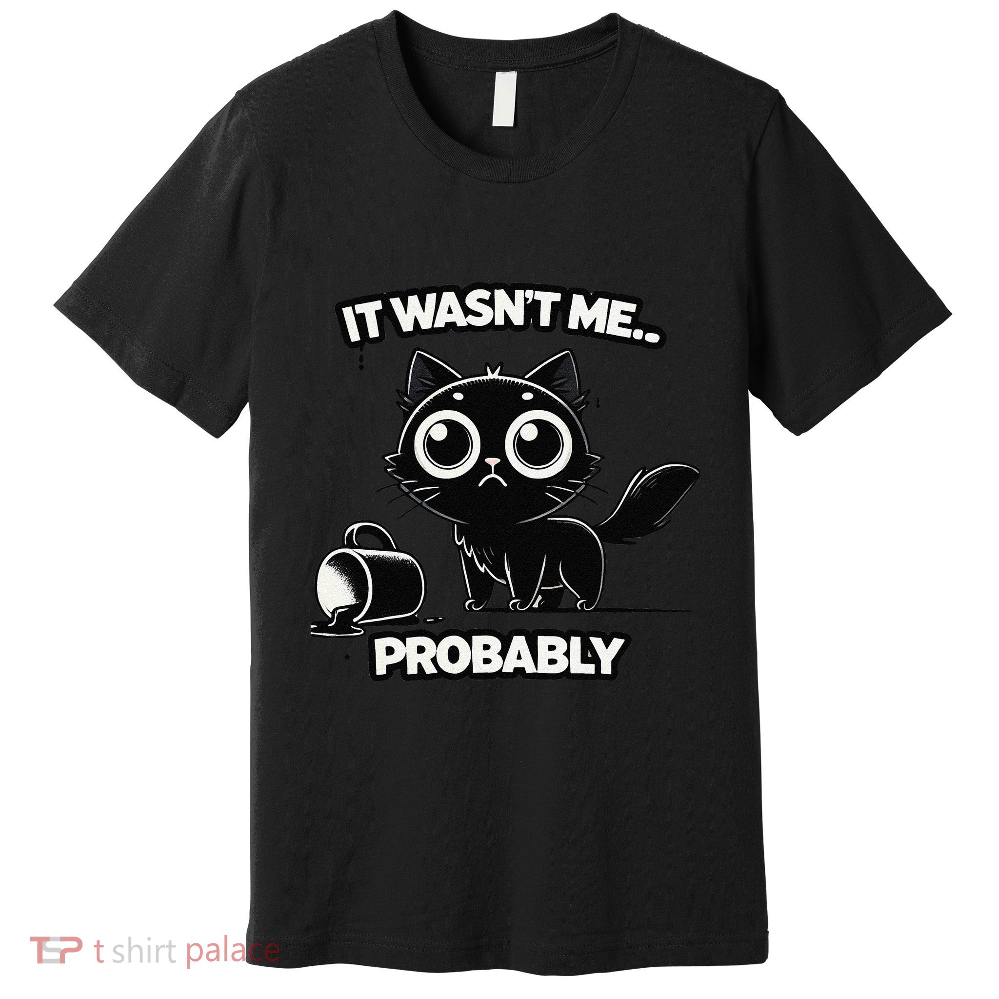 Guilty But Innocent Funny Black Cat Meme .Png Premium T-Shirt