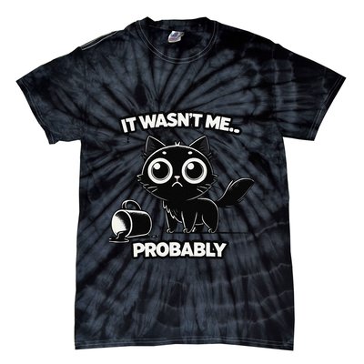 Guilty But Innocent Funny Black Cat Meme .Png Tie-Dye T-Shirt