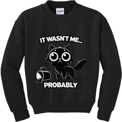 Guilty But Innocent Funny Black Cat Meme .Png Kids Sweatshirt