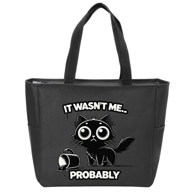 Guilty But Innocent Funny Black Cat Meme .Png Zip Tote Bag