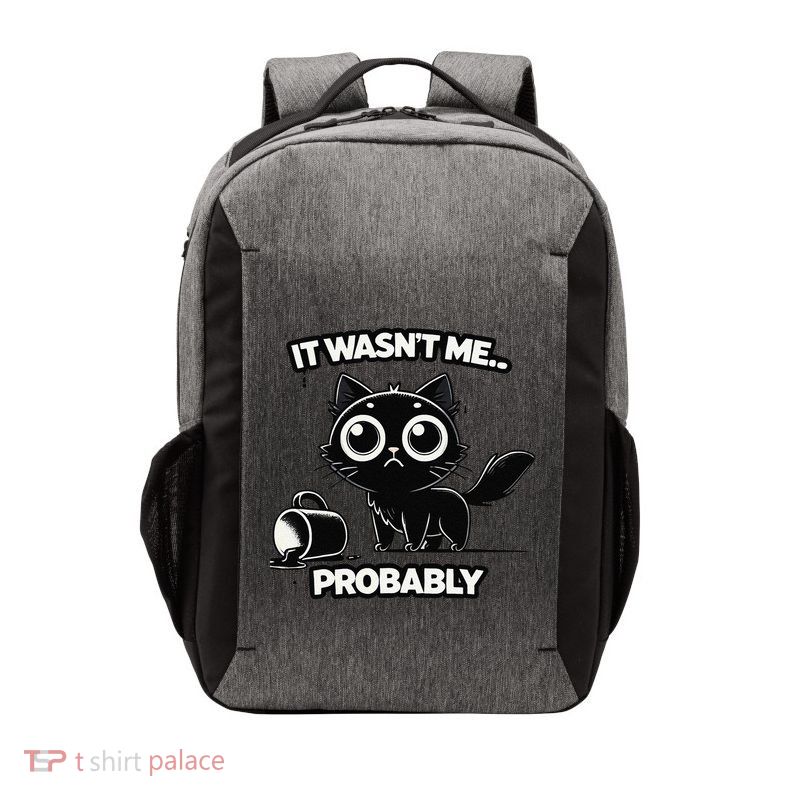 Guilty But Innocent Funny Black Cat Meme .Png Vector Backpack