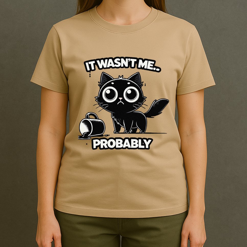 Guilty But Innocent Funny Black Cat Meme .Png T-Shirt