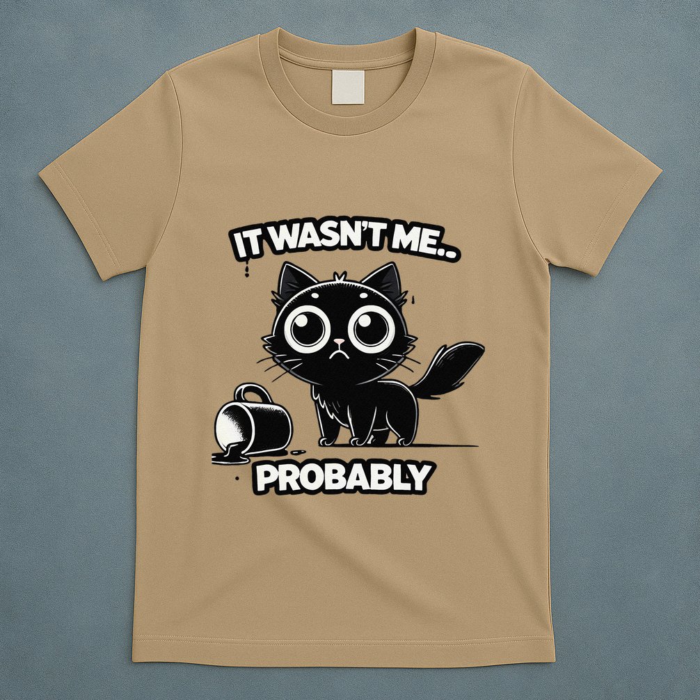 Guilty But Innocent Funny Black Cat Meme .Png T-Shirt