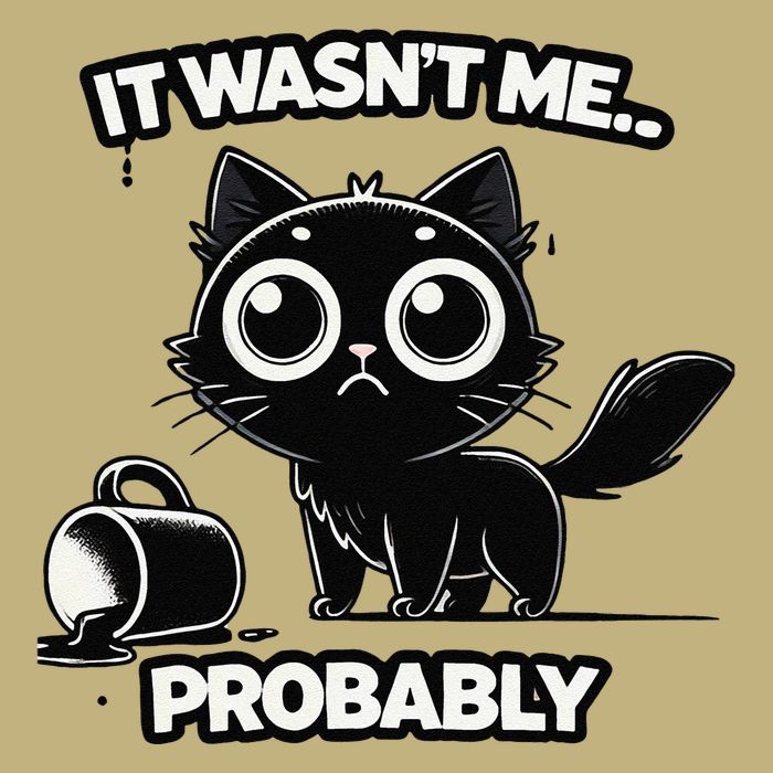 Guilty But Innocent Funny Black Cat Meme .Png T-Shirt
