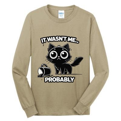 Guilty But Innocent Funny Black Cat Meme .Png Tall Long Sleeve T-Shirt