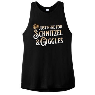 Ger Beer Just Here For Schnitzel And Giggles Oktoberfest Funny Gift Ladies PosiCharge Tri-Blend Wicking Tank