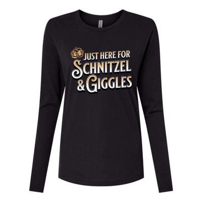 Ger Beer Just Here For Schnitzel And Giggles Oktoberfest Funny Gift Womens Cotton Relaxed Long Sleeve T-Shirt