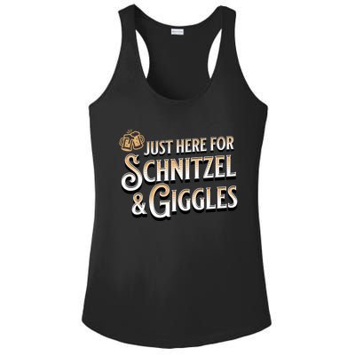 Ger Beer Just Here For Schnitzel And Giggles Oktoberfest Funny Gift Ladies PosiCharge Competitor Racerback Tank