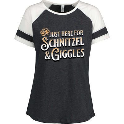 Ger Beer Just Here For Schnitzel And Giggles Oktoberfest Funny Gift Enza Ladies Jersey Colorblock Tee