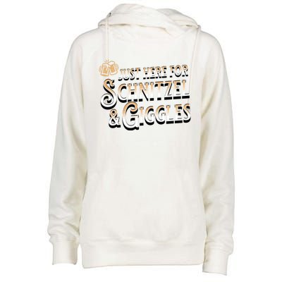 Ger Beer Just Here For Schnitzel And Giggles Oktoberfest Funny Gift Womens Funnel Neck Pullover Hood