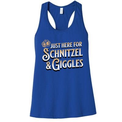 Ger Beer Just Here For Schnitzel And Giggles Oktoberfest Funny Gift Women's Racerback Tank