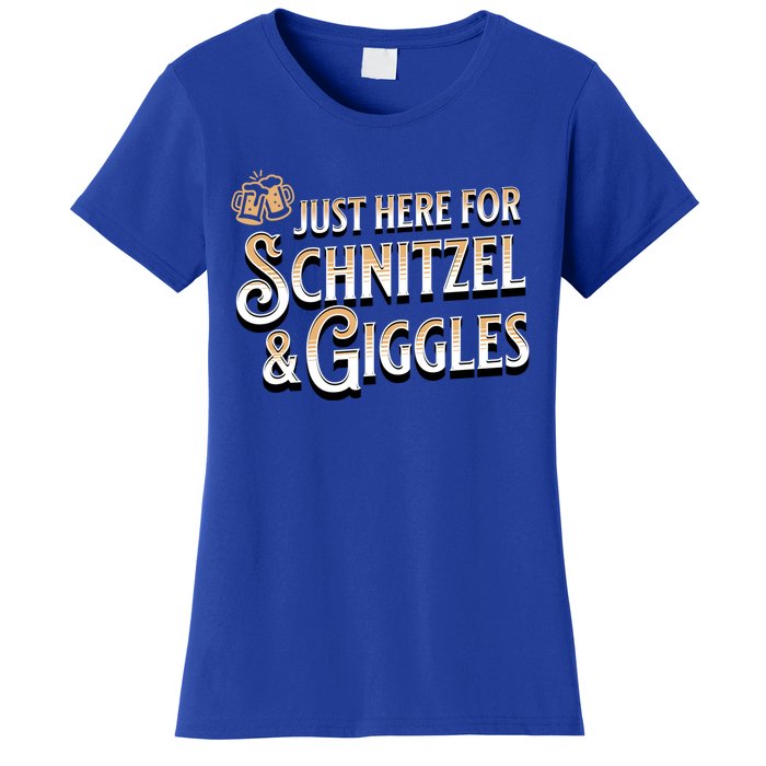 Ger Beer Just Here For Schnitzel And Giggles Oktoberfest Funny Gift Women's T-Shirt