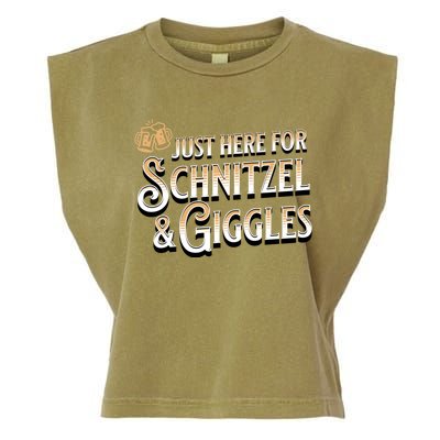 Ger Beer Just Here For Schnitzel And Giggles Oktoberfest Funny Gift Garment-Dyed Women's Muscle Tee