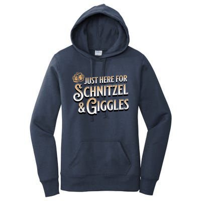 Ger Beer Just Here For Schnitzel And Giggles Oktoberfest Funny Gift Women's Pullover Hoodie