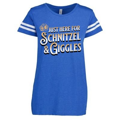 Ger Beer Just Here For Schnitzel And Giggles Oktoberfest Funny Gift Enza Ladies Jersey Football T-Shirt