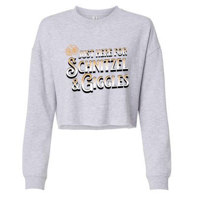 Ger Beer Just Here For Schnitzel And Giggles Oktoberfest Funny Gift Cropped Pullover Crew