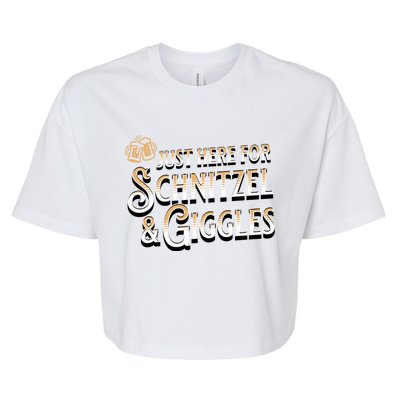 Ger Beer Just Here For Schnitzel And Giggles Oktoberfest Funny Gift Bella+Canvas Jersey Crop Tee