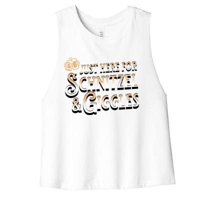 Ger Beer Just Here For Schnitzel And Giggles Oktoberfest Funny Gift Women's Racerback Cropped Tank