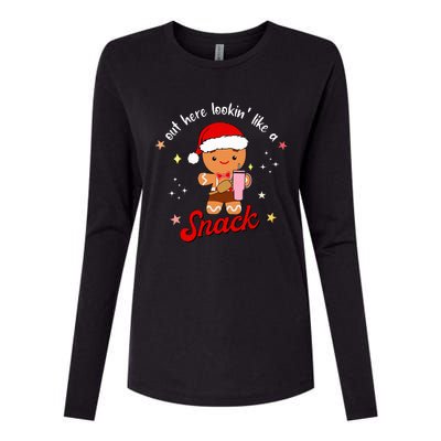 Gingerbread Boo Jee Out Here Looking Like A Snack Christmas  Womens Cotton Relaxed Long Sleeve T-Shirt