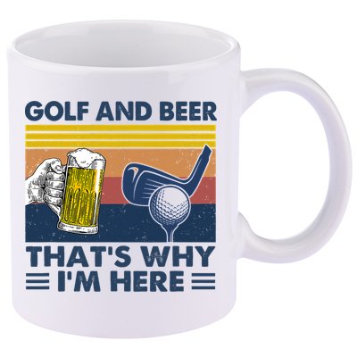 Golf Beer Joke Dad Funny Drinking Day Gift For Father's Day 11oz C Handle Ceramic Mug