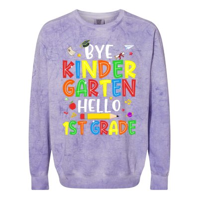 Graduation Bye Kindergarten Hello 1st Grade Back to School Colorblast Crewneck Sweatshirt