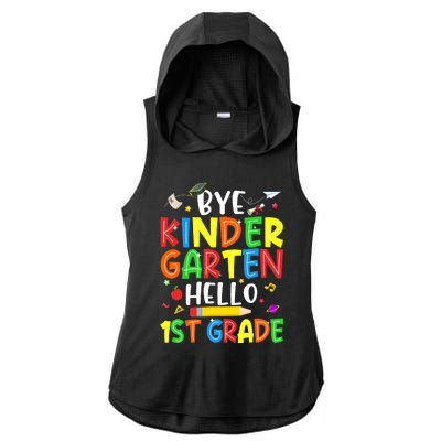 Graduation Bye Kindergarten Hello 1st Grade Back to School Ladies PosiCharge Tri-Blend Wicking Draft Hoodie Tank