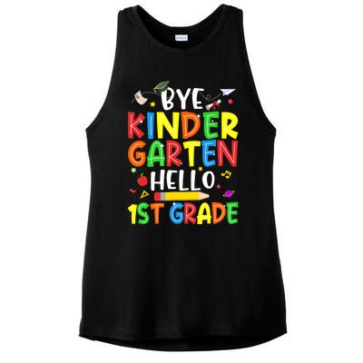 Graduation Bye Kindergarten Hello 1st Grade Back to School Ladies PosiCharge Tri-Blend Wicking Tank