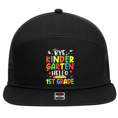 Graduation Bye Kindergarten Hello 1st Grade Back to School 7 Panel Mesh Trucker Snapback Hat