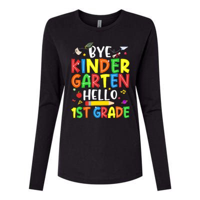 Graduation Bye Kindergarten Hello 1st Grade Back to School Womens Cotton Relaxed Long Sleeve T-Shirt