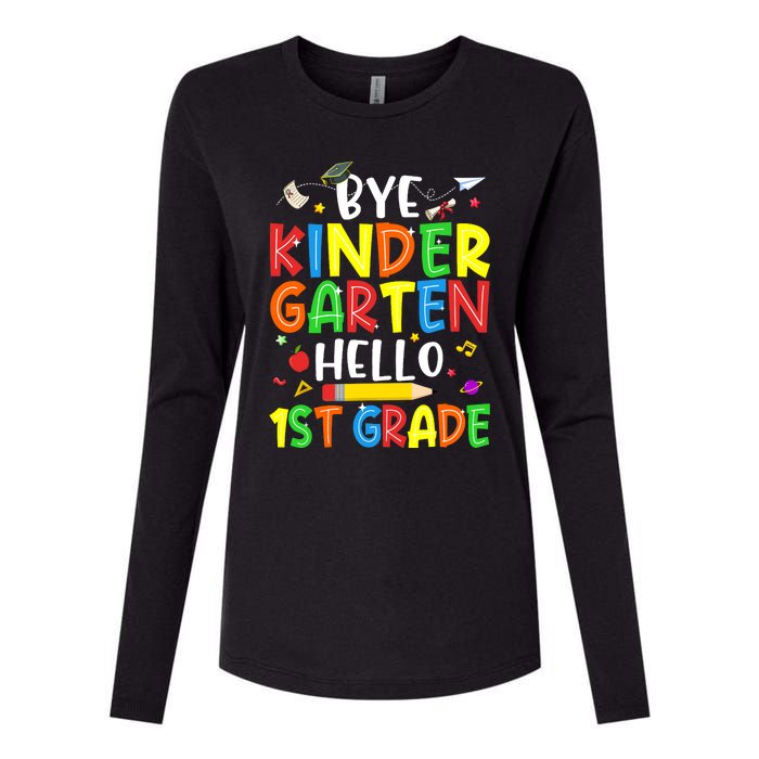 Graduation Bye Kindergarten Hello 1st Grade Back to School Womens Cotton Relaxed Long Sleeve T-Shirt