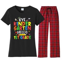 Graduation Bye Kindergarten Hello 1st Grade Back to School Women's Flannel Pajama Set