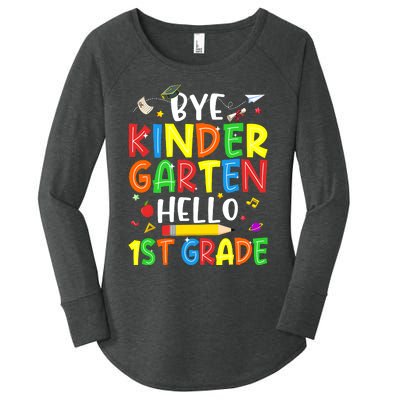 Graduation Bye Kindergarten Hello 1st Grade Back to School Women's Perfect Tri Tunic Long Sleeve Shirt