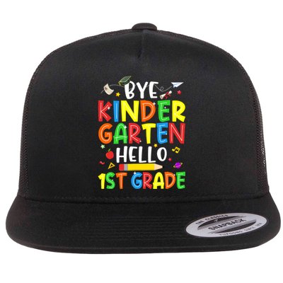 Graduation Bye Kindergarten Hello 1st Grade Back to School Flat Bill Trucker Hat