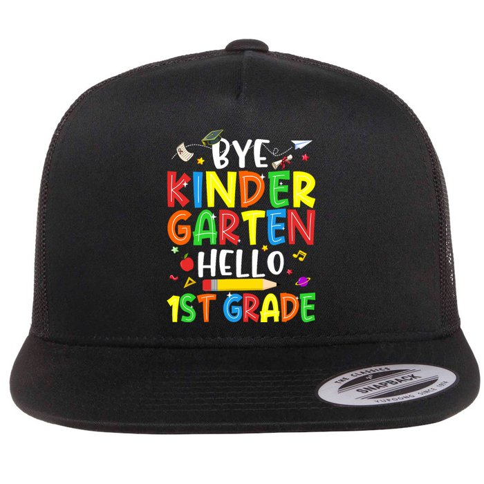 Graduation Bye Kindergarten Hello 1st Grade Back to School Flat Bill Trucker Hat