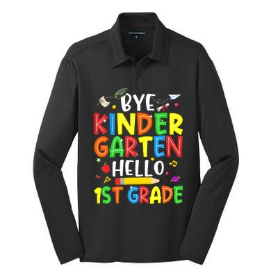 Graduation Bye Kindergarten Hello 1st Grade Back to School Silk Touch Performance Long Sleeve Polo