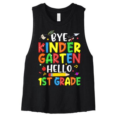 Graduation Bye Kindergarten Hello 1st Grade Back to School Women's Racerback Cropped Tank