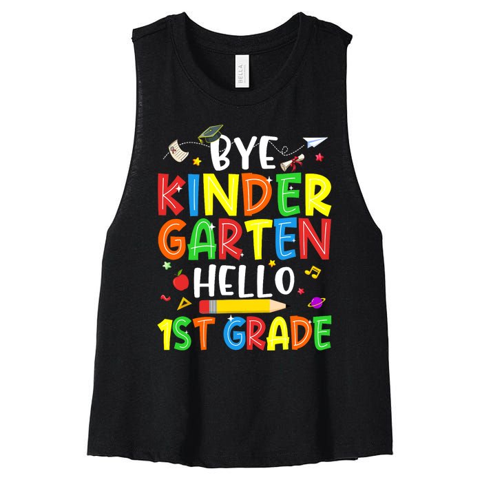 Graduation Bye Kindergarten Hello 1st Grade Back to School Women's Racerback Cropped Tank