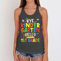 Graduation Bye Kindergarten Hello 1st Grade Back to School Women's Knotted Racerback Tank