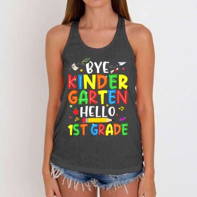 Graduation Bye Kindergarten Hello 1st Grade Back to School Women's Knotted Racerback Tank