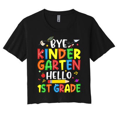 Graduation Bye Kindergarten Hello 1st Grade Back to School Women's Crop Top Tee